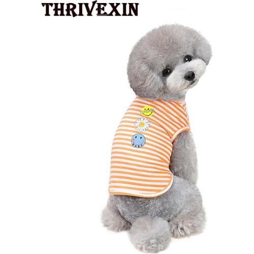 Pet Clothes Dog Clothes Spring and Summer Clothes Thin Sun Flower Striped Vest Teddy Dog Pet Clothes Dog Shirts Cat Clothing