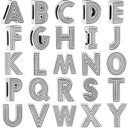 Flat Clip Alphabe S925 Silver Charms A to Z 26 Letter Bead Fit Charms Bracelets Original Sterling Silver Bangles Christmas Gift