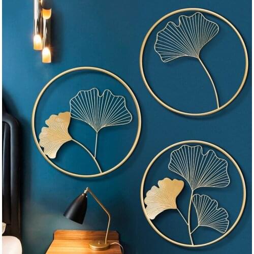 Nordic Luxury Ginkgo Leaf Metal Wall Decoration Creative Home Living Room Sofa Background Decor Iron Art Gold Leaf Wall Hanging