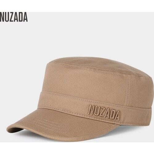Brand NUZADA Exclusive Classic Unisex Men Women Military Hats Flat Top Cap Visor Hat Summer Autumn Spring Quality Embroidery