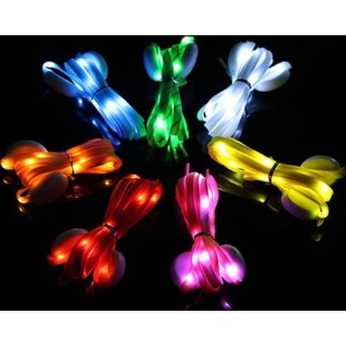 1Pair LED Sport Shoe Laces Luminous Shoelaces Glow Shoe Strings Round Flash Light Shoelaces No Tie Lazy Shoe Laces Party Decor