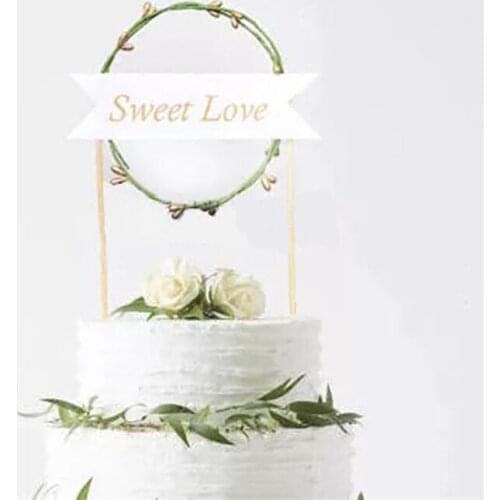 Love Round Garland Cupcake Toppers DIY Cakes Topper Picks Letter Topper Wedding/Anniversary Party Decoration Baby Shower 1Pc