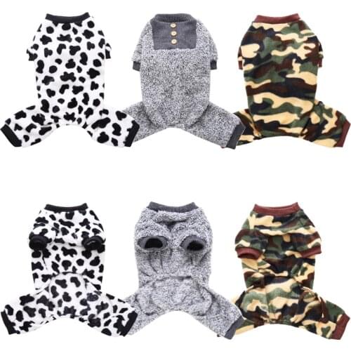 Thicken Fleece Pet Clothes Dog Pajamas Cat Costume Pet Jumpsuit For Small Dogs Coat Cat Clothing Warm winter Home Nightshirt 35