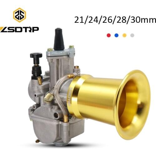 ZSDTRP PWK 21 24 26 28 30 32 34mm 2T 4T With Power Jet For Yamaha Suzuki Honda 75cc-250cc With 50/55mm Air Filter Cup Wind Cup
