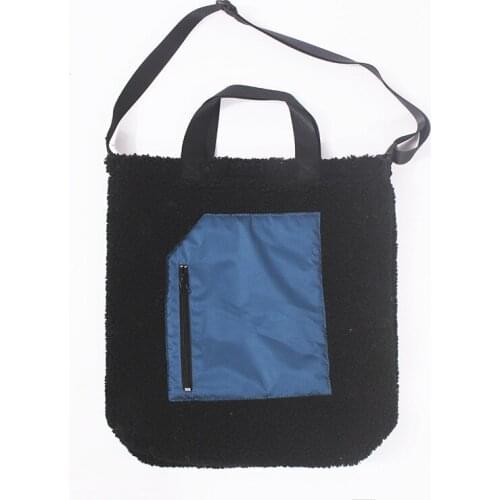 Women bag Polyester Lamb hair tote bag Fashion Patchwork Soft high-capacity shoulder bag handbag street style