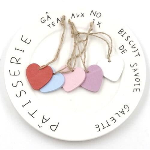 10PC Wood Craft Lovely Wooden Hearts Wooden Pendants Ornaments Wedding Favors Vintage Home Wedding/Birthday Party Decorations
