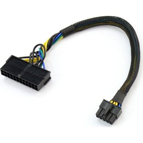 100PCS ATX 18AWG 30CM 24-Pin Female to 10-Pin Male Adapter Convert Power Supply Cable Cord for Lenovo Motherboard