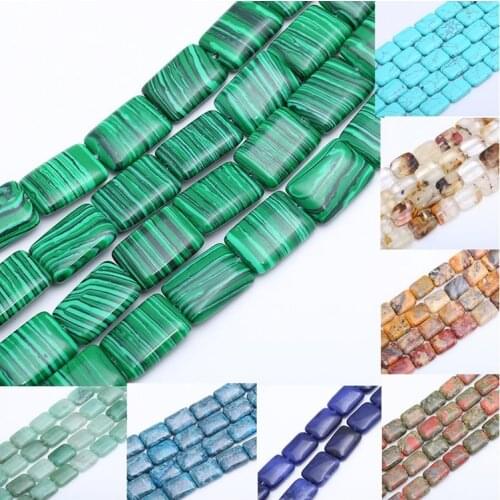 13*18mm Natural Stone Colorful Agate Dongling Sandstone Rectangle Loose Beads for Jewelry Making DIY Hot Bracelet Necklace 15"