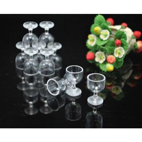 2PCS 1:12 Miniature Dollhouse DIY Mini Wine Goblet Cups Pretend Play Restaurant Kitchen Food Toy Accessories