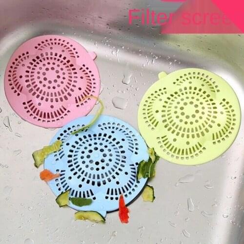 2pcs Flower Shape Hair Filter Sink Pad Kitchen Silicone Sink Collect Bath Stopper Floor Plug Strainer Drain Sewer Hair Filter