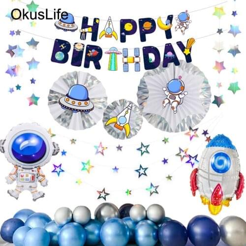 2021 Earth Astronaut Theme Children Birthday Party Rocket Balloon Home Decoration Space Wall Toy Shuttle Set