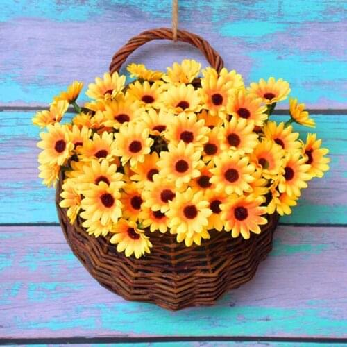 24 Heads /Bunch Paper Artificial Sunflower Flower Bouquet Handmade For Wedding DIY Wreath Scrapbooking Craft Fake Flowers