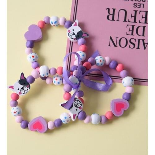 3pcs Colorful Cartoon Animal Wooden Beads Bracelet Children Fashion Toy Children Jewelry for Girls Gifts Kids Birthday Gifts