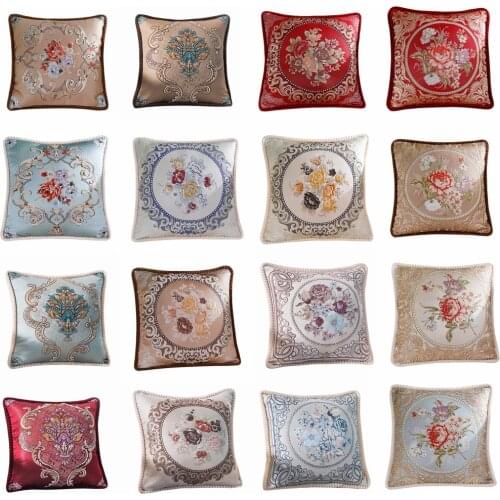 45x45cm Luxury Jacquard Flower Cushion Cover Retro European Royal Aulic Elegant Room Decorative Sofa Pillow Cover Cases