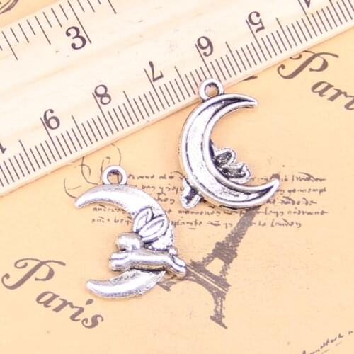 90pcs Jewelry Charms moon running rabbit 20x15mm Antique Silver Plated Pendants Making DIY Handmade Tibetan Silver Jewelry