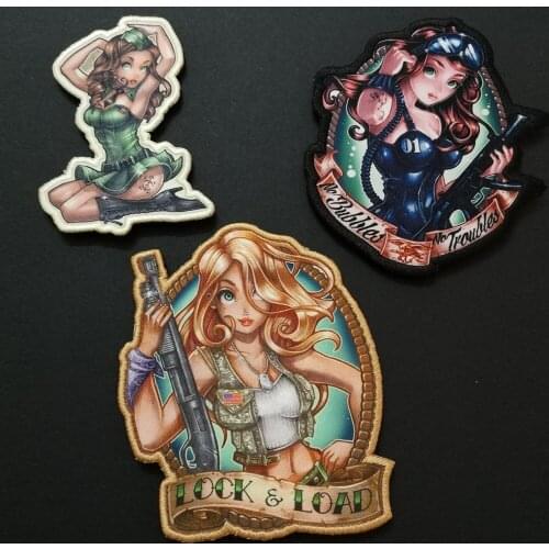 Sexy girl Female Soldier magic patches Seal Army Soldier badges no troubles no bubbles patches sticker for clothing bags wallet