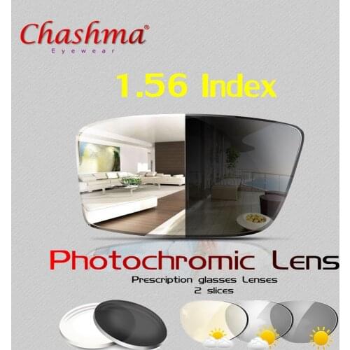 1.56 Index Photochromic Lens Glasses Myopia Color film becomes dimmed brown and gray myopia resin lenses free installation