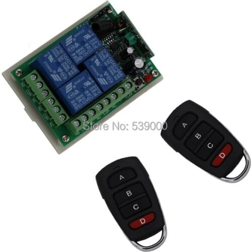 Hot Sale DC 12V 4CH Remote Control Relay Switch 2 Transceiver with 1 Receiver 200M Wireless Remote