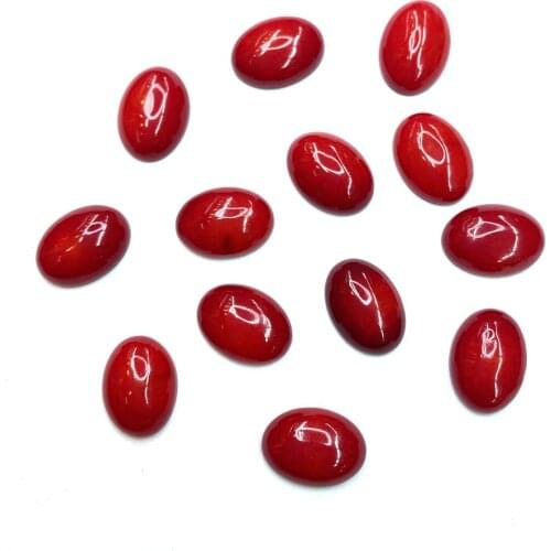 2 Pcs Artificial Coral Oval Red Egg Shape DIY Making Necklace Earrings Jewelry Accessories Bracelet Ring Face Non-porous Beads