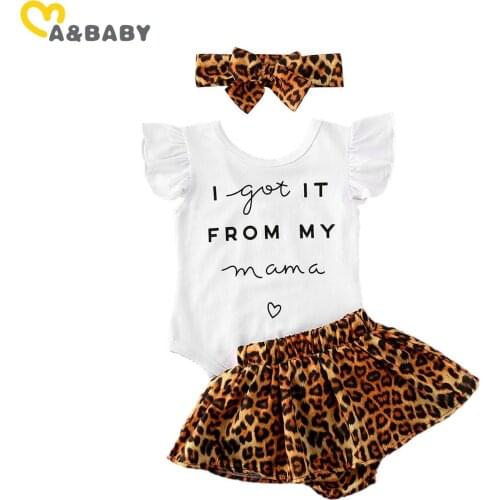 Ma&Baby 0-24M Summer Newborn Baby Girl Clothes Set Leopard Outfits Set Letter Bodysuit+Shorts+Headband Cute Baby Clothes