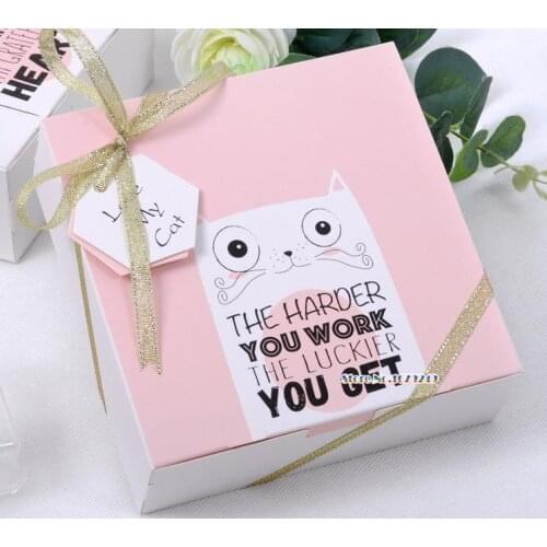 Cute Pink cat Packing box, Candy Macaroon bpxes Cookie Packing Food Packing Box 100pcs/lot