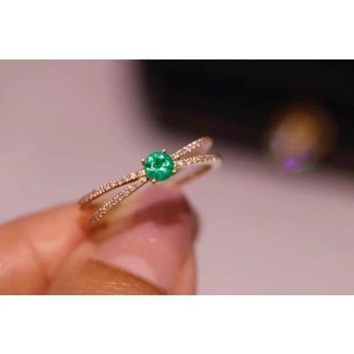 Fashion delicate overlap Natural green emerald gem Ring S925 Silver Natural Gemstone Ring Womens office party birthday Jewelry