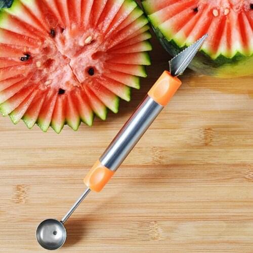Stainless Steel Melon Baller Fruit Carving Knife Double Side Melon Scoop Vegetable Carving Tool