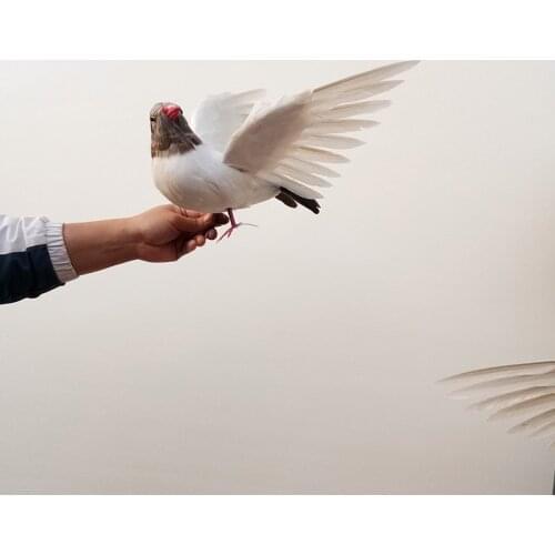 New simulation wings pigeons toy polyethylene & furs standing gray&white dove doll gift about 43x27cm 0455