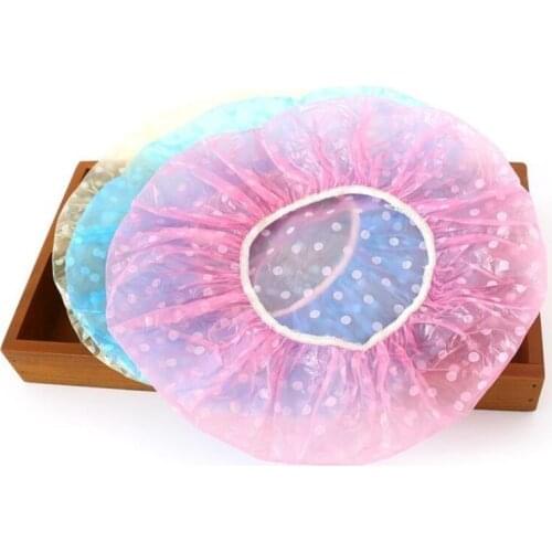Disposable EVA Plastic Shower Caps Waterproof Elastic Band Bathing Hat Caps for Adult LX9289