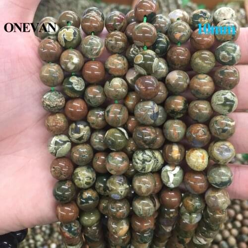 ONEVAN Natural A Rhyolite Beads 6mm 8mm 10mm Smooth Round Stone Bracelet Necklace Jewelry Making Diy Accessories Gift Design