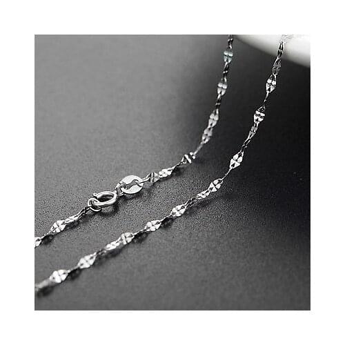 New Arrival Pure Au750 18K White Gold Women Four Leaf Clove Link Necklace 18inch