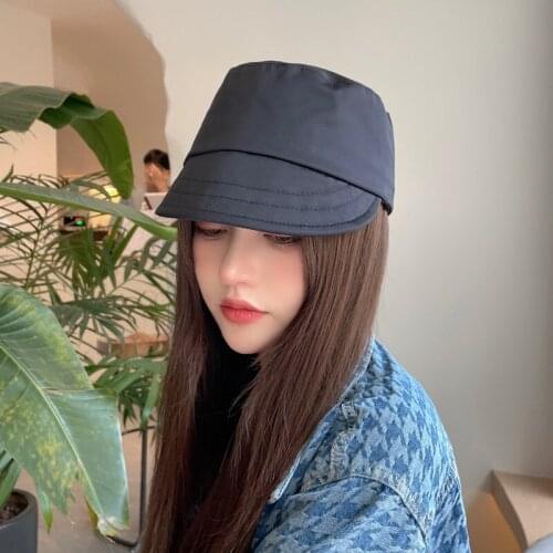 Japanese Hipster Flat Hats Retro Womens Bucket Hat Casual Sun Visor Cap Outdoor Streetwear Solid Baseball Cap Women Accessories
