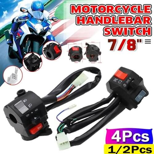 4/2Pcs Motorcycle Switches 7/8inch Handlebar Horn Button Turn Signal Fog Lamp Electrical Start Control Controller Switch