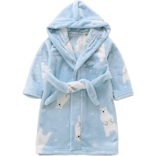 Girls Boys Pajamas Children Nightgown 2021 New Winter Autumn Kids Clothes Soft Flannel Fleece 2-8y Cute Baby Bathrobe Homewear
