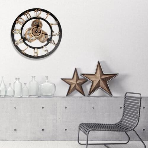 Retro 3D Wall Clock Industrial Style Vintage Clock Steampunk Gear Wall Home Decoration Wall clock