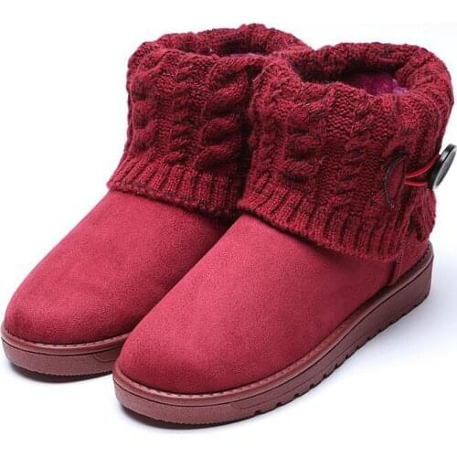 Womens Snow Boots Autumn and Winter New Warm Cotton Boots Thickened Hair Tube Flat Bottom High Top Non-slip Wear-resistant