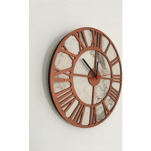 North Designed Ephesus Copper Rome Circle Decorative Wall Clock 30 Cm