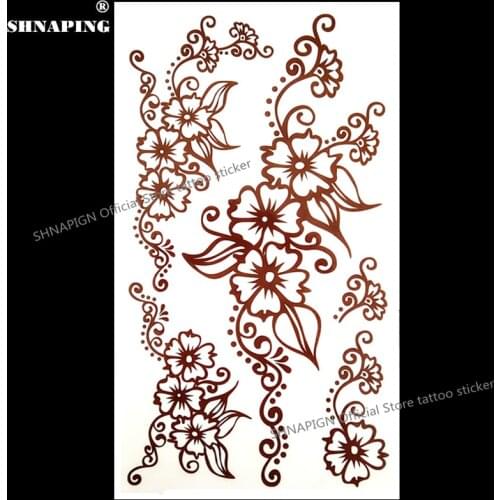 SHNAPIGN Sexy Bronze Lace Temporary Tattoo Body Art Arm Flash Tattoo Stickers 17*10cm Waterproof Fake Henna Painless Sticker