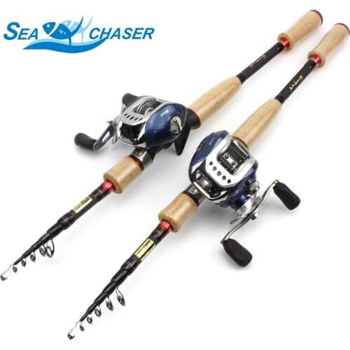 High Quality Telescopic carbon Casting Rod and Casting Reels wooden handle lure rod 2.1m 2.4m 2.7m sea fishing pole