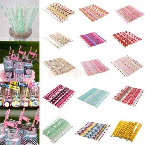 25 Pieces Biodegradable Paper Drinking Straws Sipping Straws Bubble Tea Juice Disposable Straws for Wedding Birthday Party