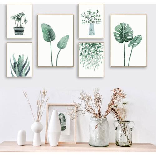 Green Plant Leaf Canvas Poster Minimalist Wall Art Botanical Print Painting Nordic Decoration Picture Modern Home Room Decor