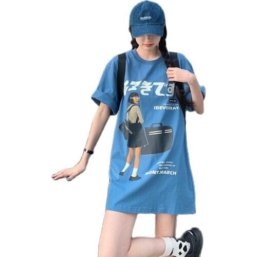 Cartoon Printed Women Summer T-shirt Streetwear Letters Short-Sleeved Oversized Harajuku Casual Loose T-Shirt Women tops Tee