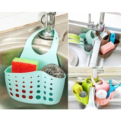 1 Pcs Home Kitchen Sink Storage Baskets Hanging Strainer Sponge Soap Holder Adjustable Snap Button Type Organizing Hooks