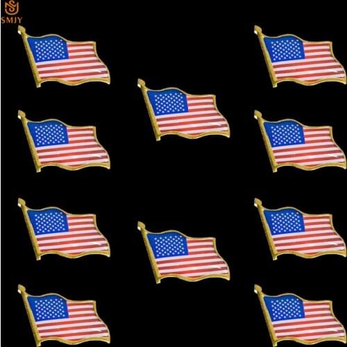 10Pcs American Flag Painted Brooch Travel / Party Clothing Wearing Badge Pin US Patriotism Medal Collection
