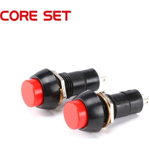 10Pcs/Set PBS-11A Round Switch Button 250V/3A Light Switch Self-locking DIY Touch Switch Red