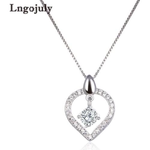 100% 925 Sterling Silver Pendant Necklaces For Women Engagement Wedding Anniversary Party Silver 925 Necklace Fine Jewelry Gift