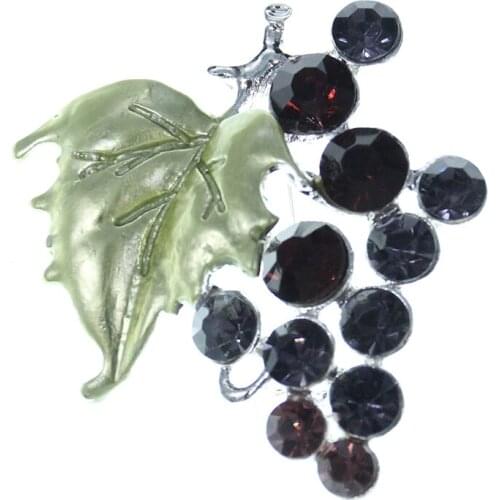 100pcs/lot Grapes Brooches Brooch Rhinestone Crystal For Wedding Bridal Dresses Hijab Clip Scarf Buckle Pins