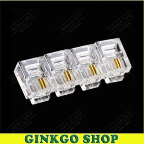 100pcs/lot High Quality Crystal RJ11 6P2C Modular Plug Network Male Adapter 2Pins Telephone Connector Free Shipping