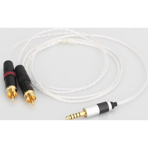 2.5mm TRRS/4.4mm Balanced Male 3.5mm Jack to RCA Plug Aux Cable 8x 1.0mm Silver Wire Headphone Amp