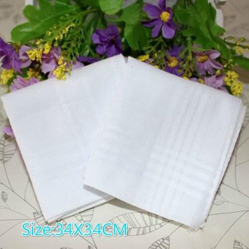 5PCS Hot White Europe Man Exceed Soft Satin Strip Handkerchief Kerchief Pure handkerchiefs men Cotton furoshiki